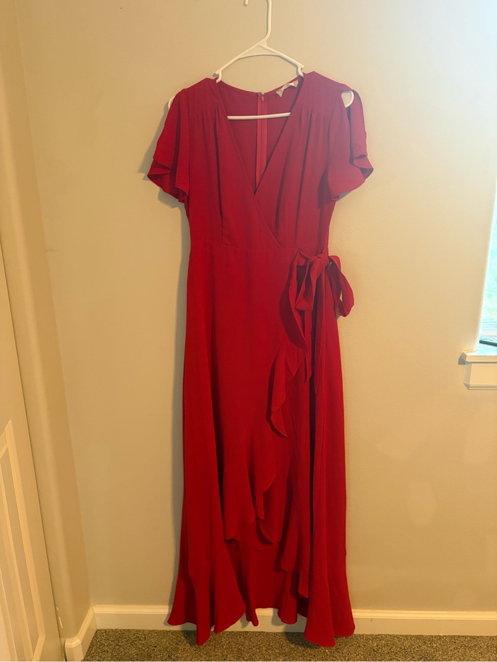 Altar'd State Red V-Neck Wrap Maxi with Side Tie
